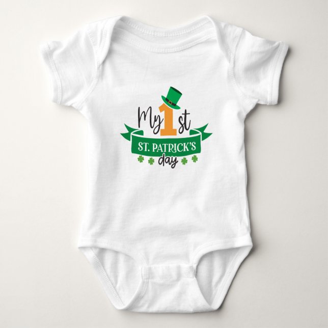 My First 1st Patrick's Day Saint Patrick's Day St. Baby Bodysuit (Front)