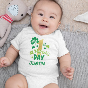 My First 1st St. Patrick's Day Shamrock Green Baby Baby Bodysuit