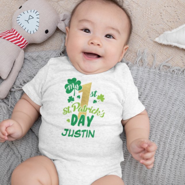My First 1st St. Patrick's Day Shamrock Green Baby Baby Bodysuit (Creator Uploaded)