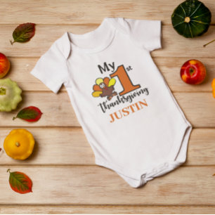 My First 1st Thanksgiving Personalized Baby Bodysuit