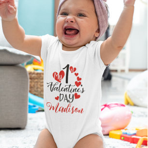 My First 1st Valentine's day Hearts  Baby Bodysuit