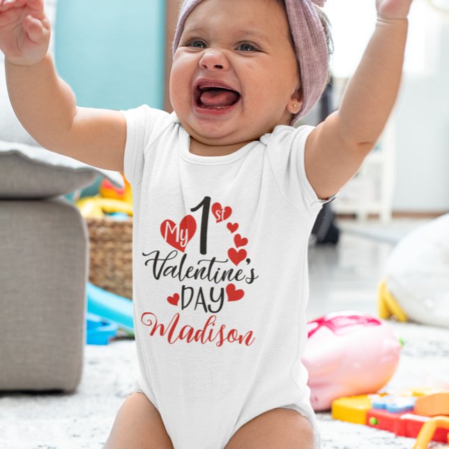 My First 1st Valentine's day Hearts  Baby Bodysuit (Creator Uploaded)