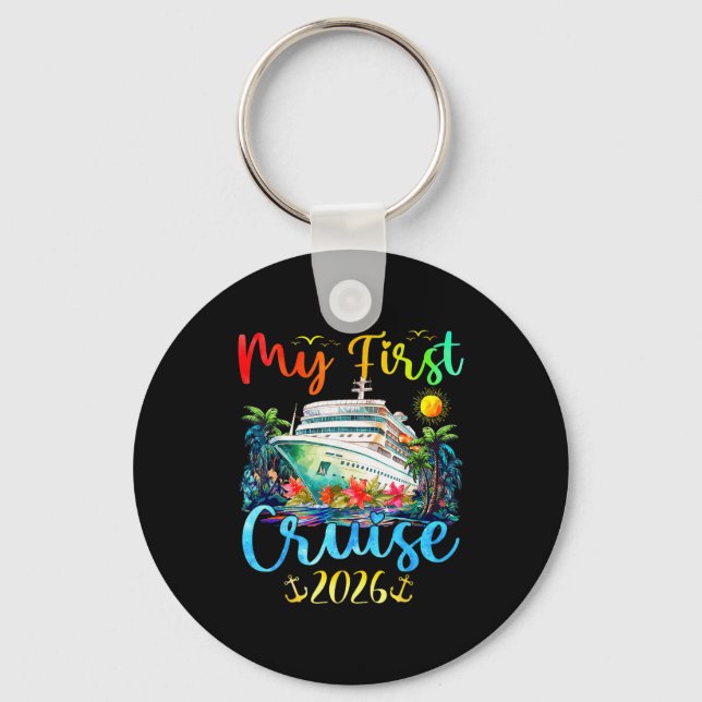 My First 2026 Cruise Trip Kids Vacation Matching F Key Ring (Front)