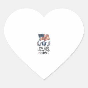 My First 4th of July 2026 Baby Vintage Patriotic S Heart Sticker