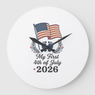 My First 4th of July 2026 Baby Vintage Patriotic S Large Clock