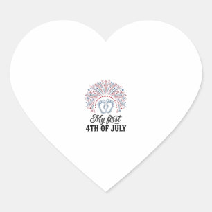 My First 4th of July Baby Feet Patriotic Shirt Des Heart Sticker