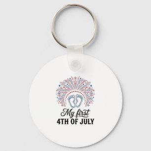 My First 4th of July Baby Feet Patriotic Shirt Des Key Ring