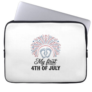 My First 4th of July Baby Feet Patriotic Shirt Des Laptop Sleeve