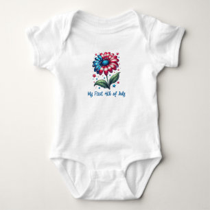 My First 4th of July Patriotic Daisy  Baby Bodysuit