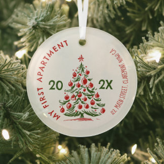 My First apartment keepsake fireplace Whimsical Glass Tree Decoration