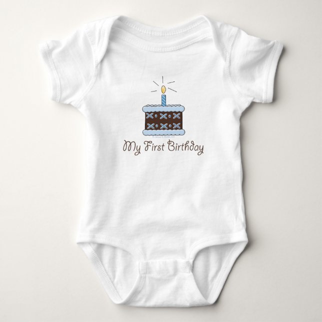 My First Birthday Cake Boy Baby Bodysuit (Front)