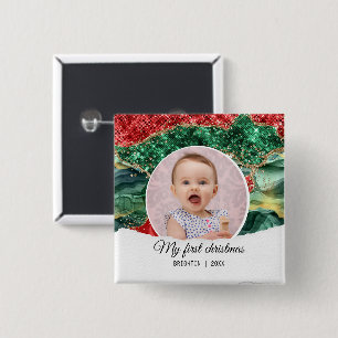 My first birthday christmas 15 cm square badge