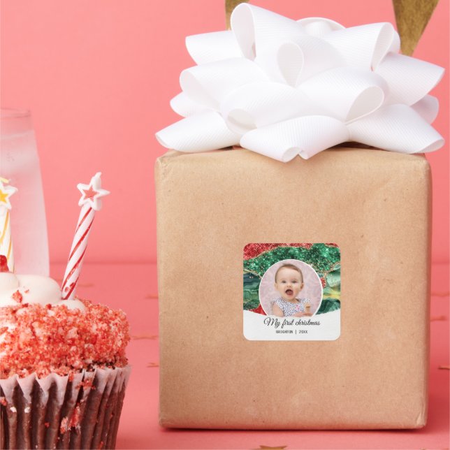 My first birthday christmas  square sticker (Party)