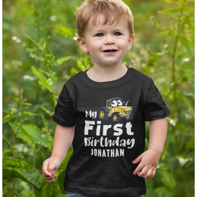 My First Birthday Cute Tractor Boy Baby T-Shirt (Creator Uploaded)