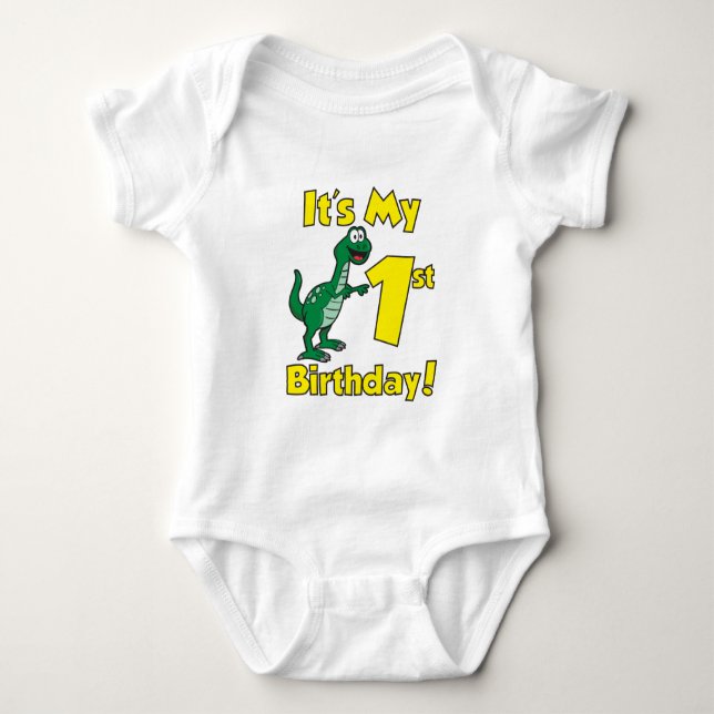 My First Birthday Dinosaur Baby Bodysuit (Front)