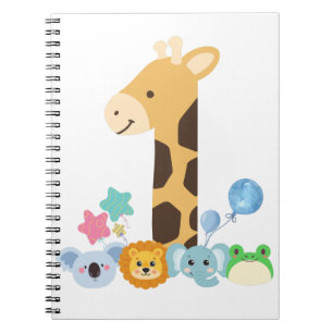 My First Birthday. Giraffe and Happy Animals Desig Notebook