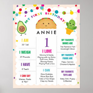 My First Birthday Girl 1 Year Old Sign