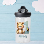 My First Birthday Water Bottle<br><div class="desc">Stay hydrated with a splash of cuteness! This Water Bottle is perfect for your little adventurer. With a cuddly teddy bear and his tiny bee friend, this bottle is not just a drinkware, it's a playmate! Personalise it with your kiddo's name and make it the coolest sipper in town. Whether...</div>