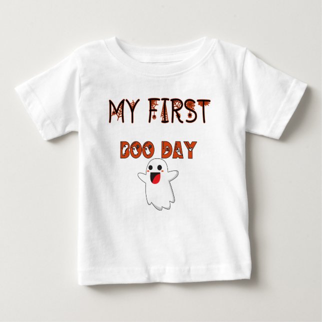 My First Boo Day Halloween or Birthday  Baby T-Shirt (Front)
