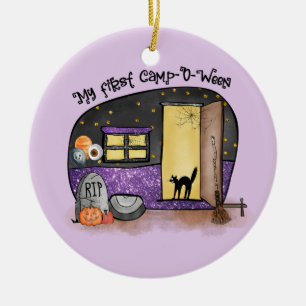 My First Camp-O-Ween – Spooky Black Cat Ceramic Tree Decoration