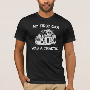 My First Car Was a Tractor Funny Farm Dark Shirt
