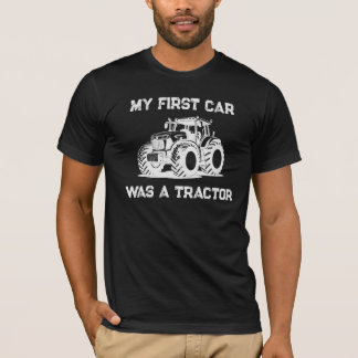 My First Car Was a Tractor Funny Farm Dark Shirt