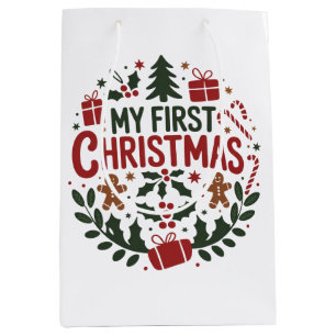 My First Christmas 1st Xmas Family Matching Baby Medium Gift Bag