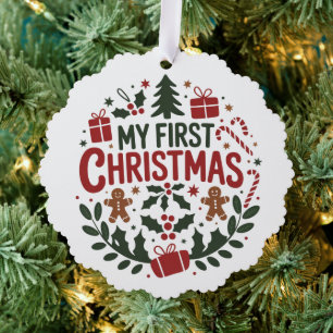 My First Christmas 1st Xmas Family Matching Baby Tree Decoration Card