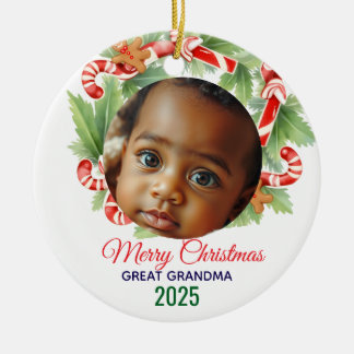 My First Christmas 2025: Personalised Photo Ceramic Tree Decoration