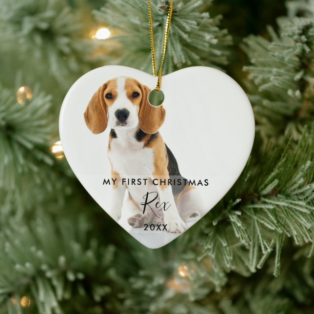 My First Christmas 2 Pet Dog Cat Photo Ceramic Tree Decoration (Tree)