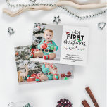 My first Christmas 2 photos Holiday Card<br><div class="desc">Celebrate your baby's First Christmas with this adorable greeting card! Customise it with two precious pictures of your newborn,  making this card a cherished keepsake. Share the joy of this special milestone with friends and family,  and make this holiday season unforgettable with a personalised touch.</div>