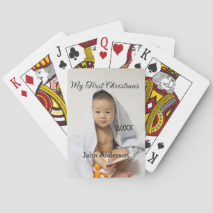 My first Christmas add baby name date year photo s Playing Cards