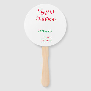 My first Christmas add name family name with love  Hand Fan