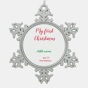 My first Christmas add name family name with love Snowflake Pewter Christmas Ornament