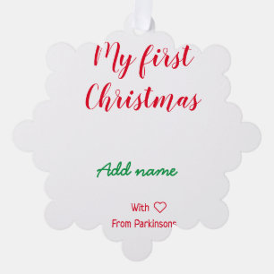 My first Christmas add name family name with love  Tree Decoration Card