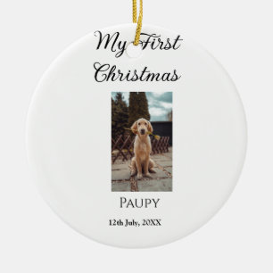 My first Christmas add pet name dog cat year photo Ceramic Tree Decoration