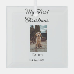 My first Christmas add pet name dog cat year photo Glass Tree Decoration