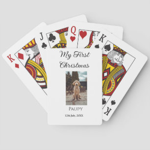 My first Christmas add pet name dog cat year photo Playing Cards
