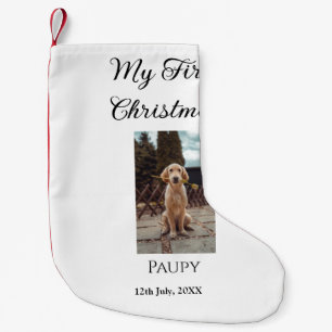 My first Christmas add pet name dog cat year photo Small Christmas Stocking