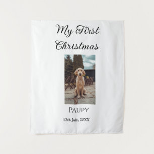 My first Christmas add pet name dog cat year photo Tapestry