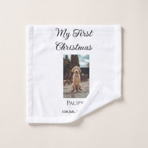 My first Christmas add pet name dog cat year photo Wash Cloth