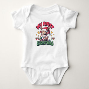 My First Christmas - Adorable Baby Reindeer Design Baby Bodysuit