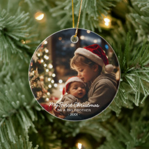 My First Christmas as a Big Bother Family Photo Ceramic Tree Decoration
