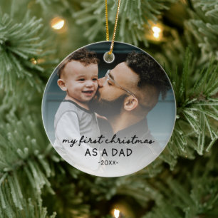 My first Christmas AS A DAD two photo Ceramic Tree Decoration