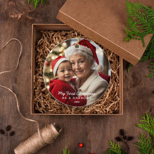 My First Christmas As A Grandma Family Photo Ceramic Tree Decoration