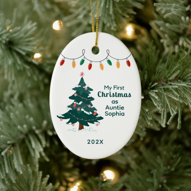 My First Christmas as Auntie Personalised Ceramic Tree Decoration (Tree)