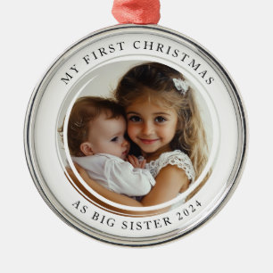 My first Christmas As Big Sister Custom Photo Metal Tree Decoration