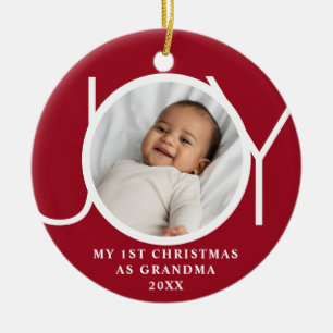 My First Christmas As Grandma Joy Photo Red Ceramic Tree Decoration