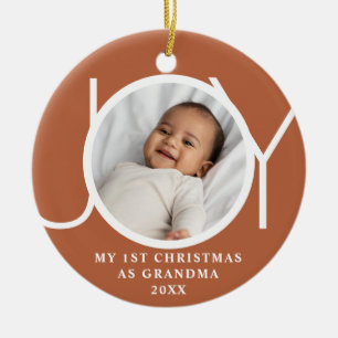 My First Christmas As Grandma Joy Photo Terracotta Ceramic Tree Decoration