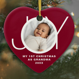 My First Christmas As Grandma Photo Maroon Ceramic Tree Decoration